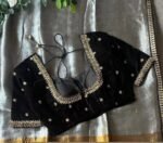 pure velvet hand embroidery blouse /modern saree maggam blouse/black zardosi blouse / hand embroidered blouse/black velvet ready made blouse