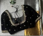 pure velvet hand embroidery blouse /modern saree maggam blouse/black zardosi blouse / hand embroidered blouse/black velvet ready made blouse