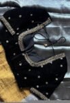 pure velvet hand embroidery blouse /modern saree maggam blouse/black zardosi blouse / hand embroidered blouse/black velvet ready made blouse