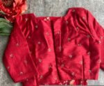 pure silk hand embroidery blouse/saree maggam blouse/red zardosi blouse/red hand embroidered moderblouse/red ready made blouse zardosi usa