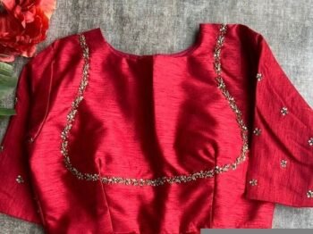 pure silk hand embroidery blouse/saree maggam blouse/red zardosi blouse/red hand embroidered moderblouse/red ready made blouse zardosi