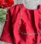pure silk hand embroidery blouse/saree maggam blouse/red zardosi blouse/red hand embroidered moderblouse/red ready made blouse zardosi usa
