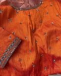 pure silk hand embroidery blouse/orange saree maggam blouse/raw silk zardosi blouse/hand embroidered blouse/ready made blouse/orange blouse