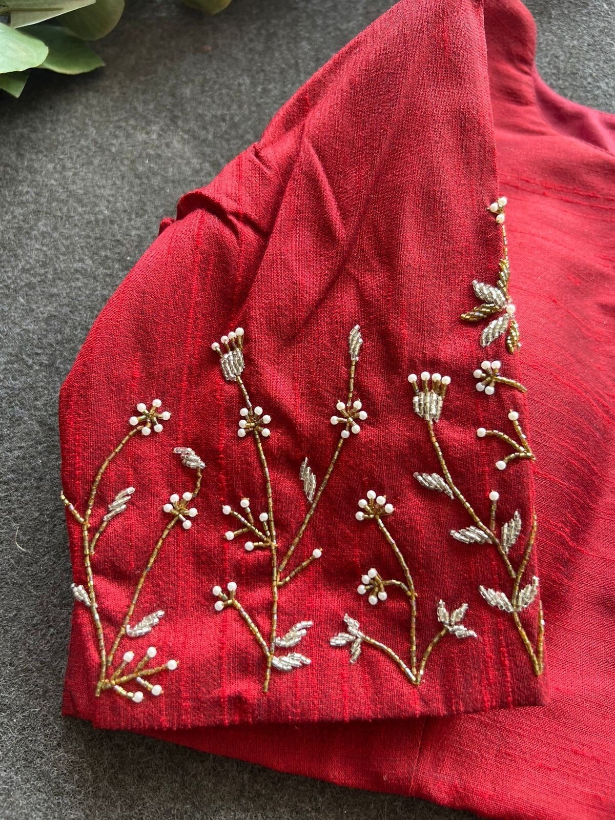 pure silk hand embroidery blouse/saree maggam blouse/red zardosi blouse/red hand embroidered moderblouse/red ready made blouse zardosi usa