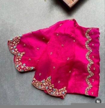 pure silk hand embroidery blouse/pink maggam blouse/silk zardosi blouse/hand embroidered blouse/pink ready made blouse zardosi/pink blouse