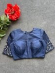 pure silk hand embroidery blouse/saree maggam blouse/zardosi blouse/navy blue hand embroidered moderblouse/blue ready made blouse zardosi