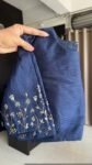 pure silk hand embroidery blouse/saree maggam blouse/zardosi blouse/navy blue hand embroidered moderblouse/blue ready made blouse zardosi