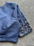 pure silk hand embroidery blouse/saree maggam blouse/zardosi blouse/navy blue hand embroidered moderblouse/blue ready made blouse zardosi
