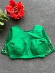 pure silk hand embroidery blouse/saree maggam blouse/green zardosi blouse/green embroidered moderblouse/green ready made high neck blouse