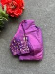pure silk hand embroidery blouse/saree maggam blouse/pink zardosi blouse/purple embroidered moderblouse/purple ready made high neck blouse