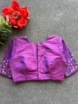 pure silk hand embroidery blouse/saree maggam blouse/pink zardosi blouse/purple embroidered moderblouse/purple ready made high neck blouse
