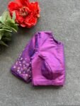 pure silk hand embroidery blouse/saree maggam blouse/pink zardosi blouse/purple embroidered moderblouse/purple ready made high neck blouse