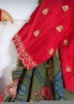 Red Kalamkari Lehenga Set: Hand-Painted Silk Crop Top, Wedding Choli
