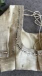 pure silk hand embroidery blouse/beige mirror hand made blouse/pure raw silk zardosi blouse/hand embroidered blouse/cream mirror work blouse