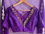 pure silk hand embroidery blouse/saree maggam blouse/purple zardosi blouse/hand embroidered blouse /magenta pink ready made blouse zardosi