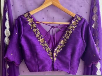 pure silk hand embroidery blouse/saree maggam blouse/purple zardosi blouse/hand embroidered blouse /magenta pink ready made blouse zardosi
