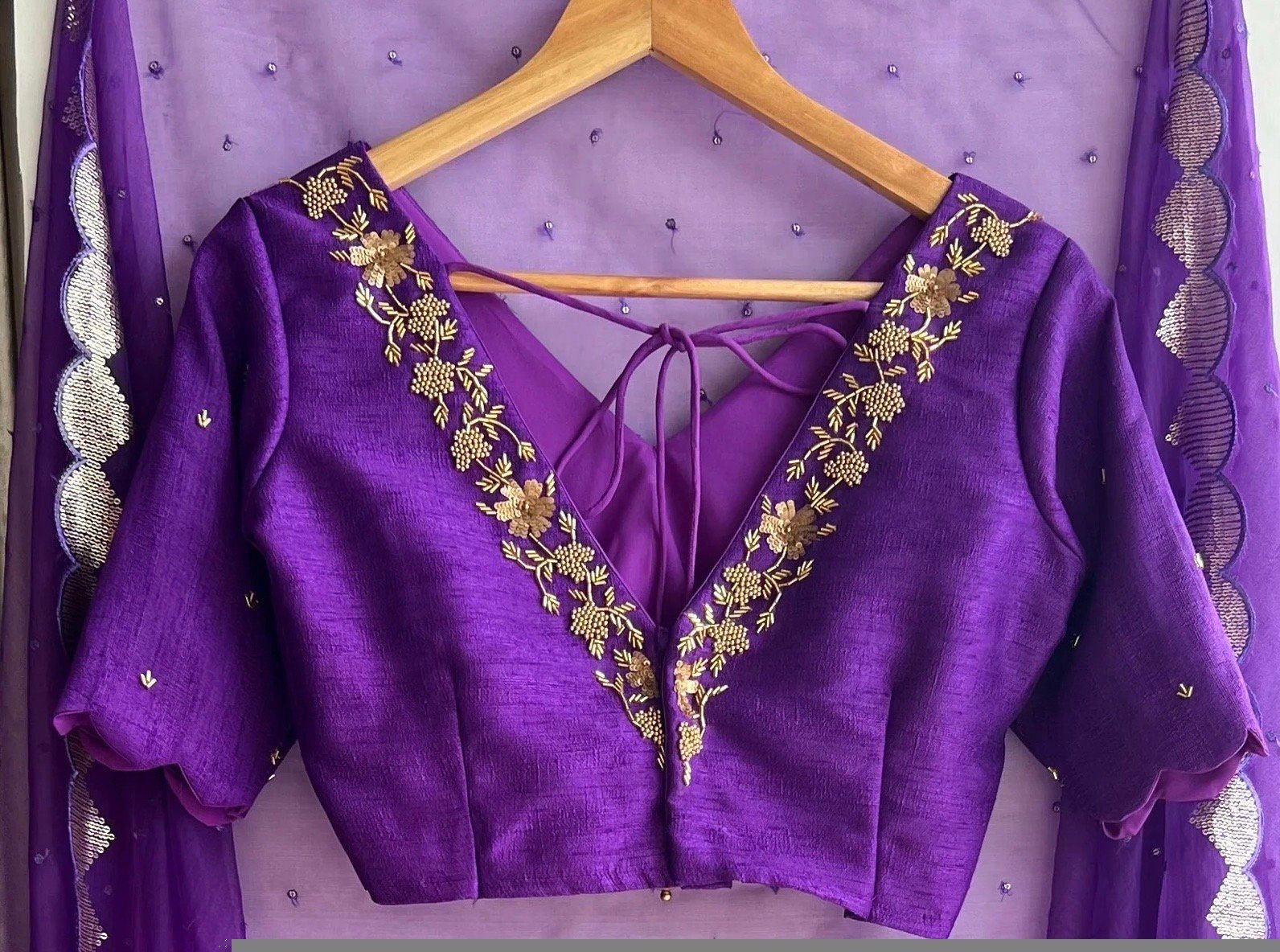pure silk hand embroidery blouse/saree maggam blouse/purple zardosi blouse/hand embroidered blouse /magenta pink ready made blouse zardosi