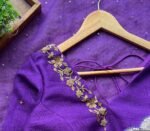 pure silk hand embroidery blouse/saree maggam blouse/purple zardosi blouse/hand embroidered blouse /magenta pink ready made blouse zardosi