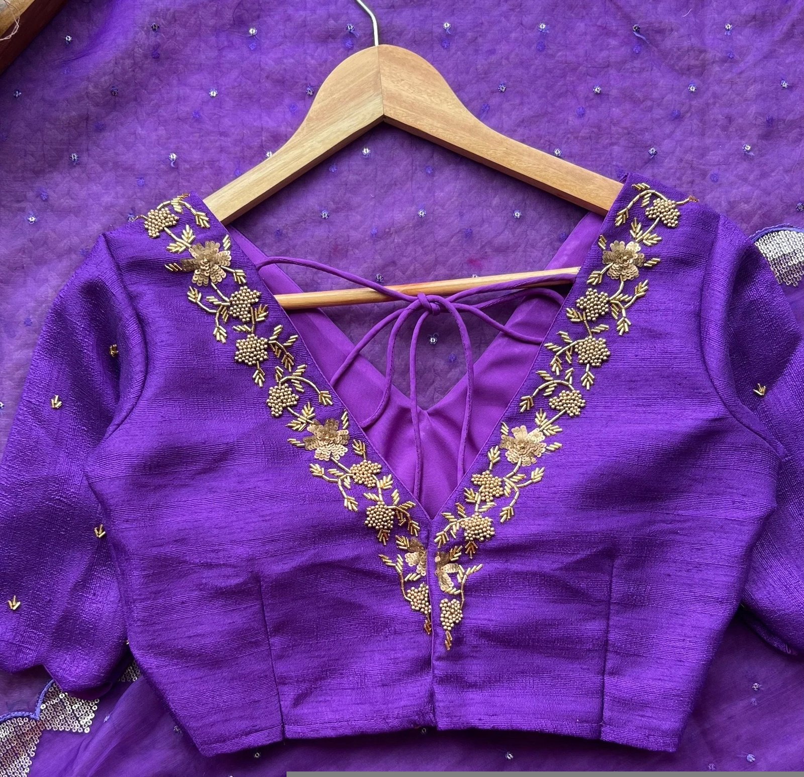 pure silk hand embroidery blouse/saree maggam blouse/purple zardosi blouse/hand embroidered blouse /magenta pink ready made blouse zardosi