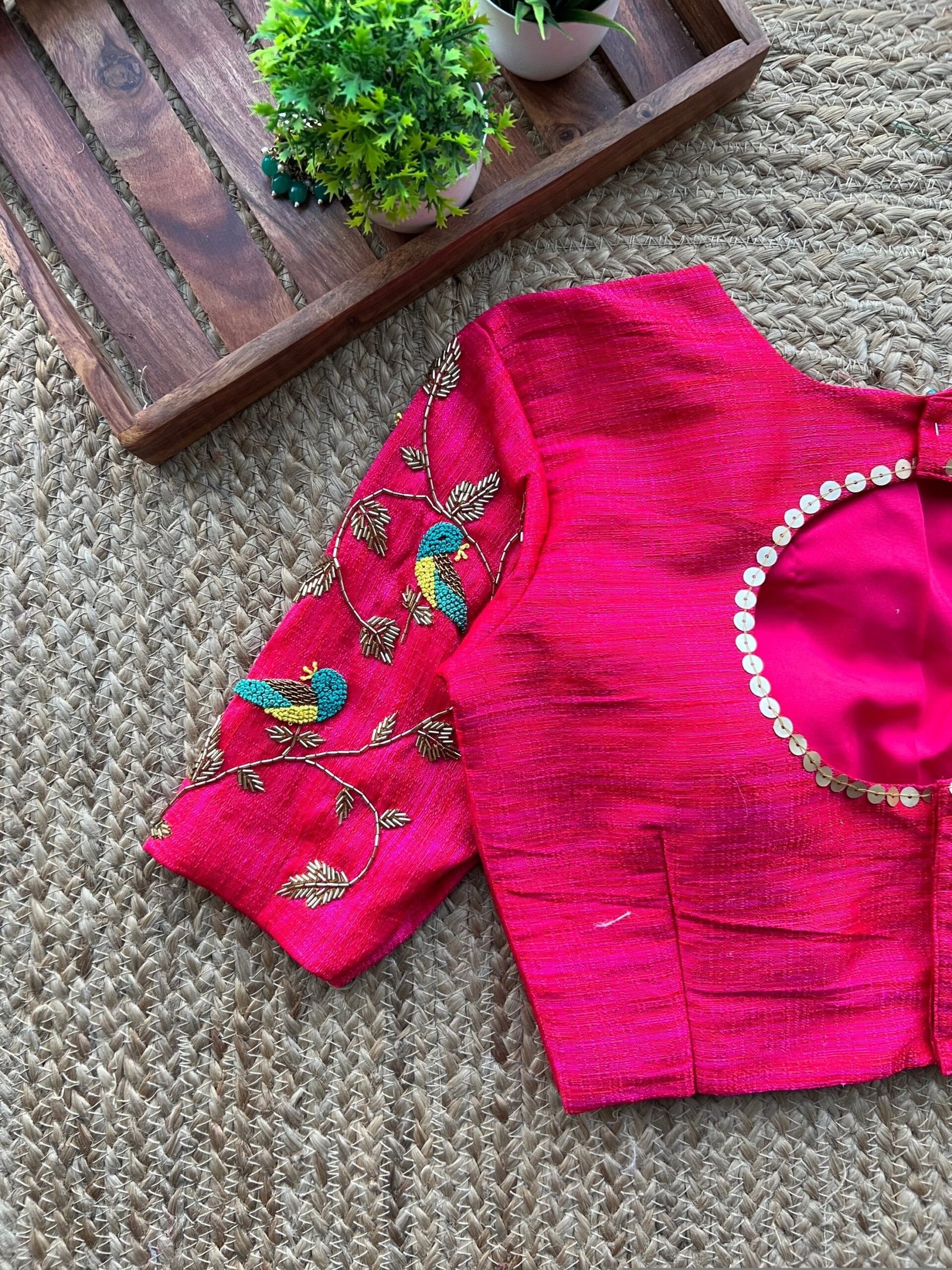 pure silk hand embroidery blouse/pink maggam blouse/silk zardosi blouse/hand embroidered blouse/pink ready made blouse zardosi/pink blouse