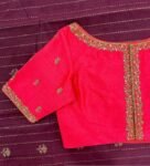 pure silk hand embroidery blouse/pink maggam blouse/silk zardosi blouse/hand embroidered blouse/pink ready made blouse zardosi/pink blouse