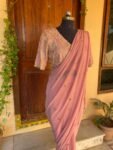 Onion pink embroidered saree/heavy embroidery tissue blouse |sequin saree/georgette party saree blouse |sarees USA |modern saree hand work