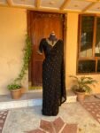 Black Georgette Saree: Hand Embroidered Buti, Zardosi Silk Blouse