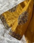 pure silk hand embroidery blouse/mustard yellow maggam blouse/yellow blouse/hand embroidered blouse/ready made blouse/multi color blouse usa