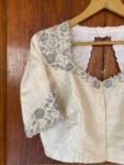 pure silk hand embroidery blouse /modern saree maggam blouse/cream zardosi blouse / hand embroidered blouse/off white ready made blouse