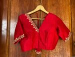 pure silk hand embroidery blouse/red saree maggam red blouse /raw silk zardosi blouse/hand embroidered blouse /red ready made blouse zardosi