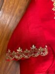 pure silk hand embroidery blouse/red saree maggam red blouse /raw silk zardosi blouse/hand embroidered blouse /red ready made blouse zardosi