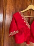 pure silk hand embroidery blouse/red saree maggam red blouse /raw silk zardosi blouse/hand embroidered blouse /red ready made blouse zardosi