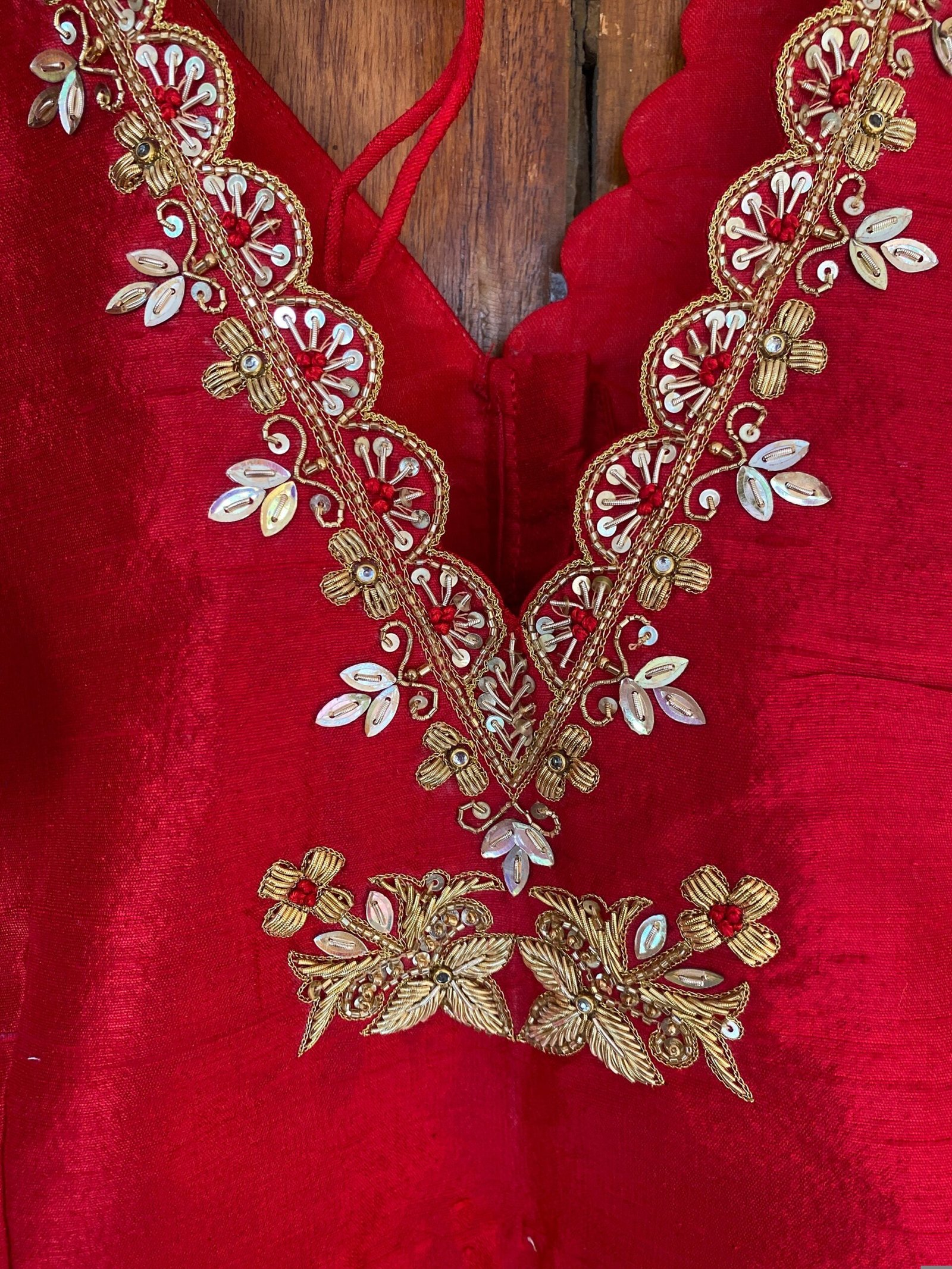 pure silk hand embroidery blouse/red saree maggam red blouse /raw silk zardosi blouse/hand embroidered blouse /red ready made blouse zardosi