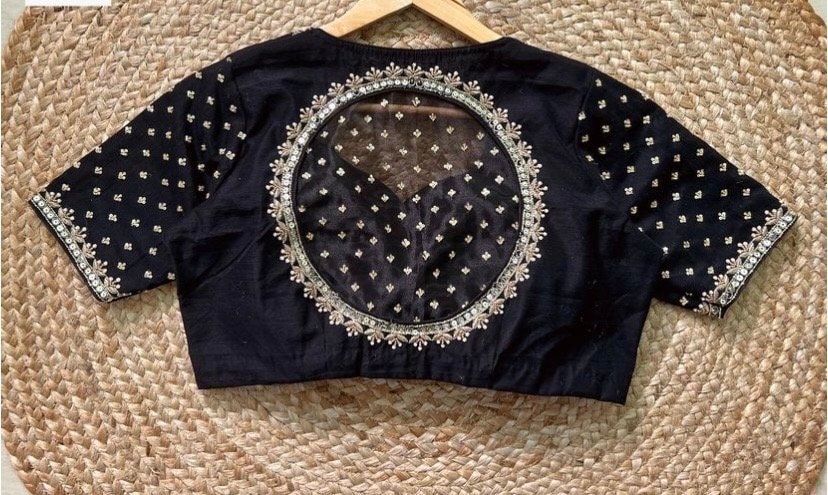 pure silk hand embroidery blouse/ saree maggam blouse/black zardosi blouse /hand embroidered moderblouse/black ready made blouse zardosi usa