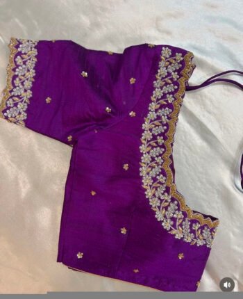 pure silk hand embroidery blouse/ saree maggam blouse/purple zardosi blouse hand embroidered moderblouse/ ready made blouse zardosi
