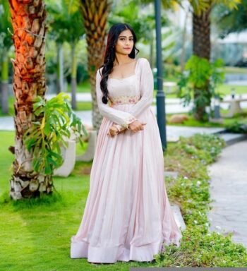 Peach Anarkali suit hand embroidery anarkali kurta/light pink anarkali dress/elbow sleeves dress anarkali/Indian dresses/pink anarkali