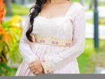 Peach Anarkali suit usa/hand embroidery anarkali kurta/light pink anarkali dress/elbow sleeves dress anarkali/Indian dresses/pink anarkali
