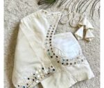 pure silk hand embroidery blouse/beige mirror hand made blouse/pure raw silk zardosi blouse/hand embroidered blouse/cream mirror work blouse