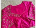 Pink pure silk hand embroidery blouse/readymade maggam blouse/pink saree blouse/ hand embroidered blouse /ready made handmade blouse zardosi