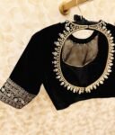 pure silk hand embroidery blouse/saree maggam blouse/black zardosi blouse/hand embroidered modern blouse/black ready made blouse zardosi