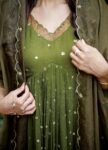 Hand embroidered Anarkali with pants/anarkali suit set/anarkali wit dupatta USA/olive green kurta with dupatta/olive green anarkali dress