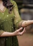 Hand embroidered Anarkali with pants/anarkali suit set/anarkali wit dupatta USA/olive green kurta with dupatta/olive green anarkali dress