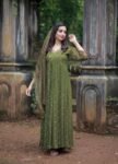 Hand embroidered Anarkali with pants/anarkali suit set/anarkali wit dupatta USA/olive green kurta with dupatta/olive green anarkali dress