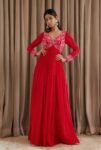 Hand embroidered Anarkali with pants/anarkali suit set /anarkali dupatta USA/Indian dresses/red kurta with dupatta/anarkali kurta with dupat