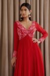 Hand embroidered Anarkali with pants/anarkali suit set /anarkali dupatta USA/Indian dresses/red kurta with dupatta/anarkali kurta with dupat