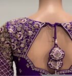 pure silk hand embroidery blouse/modern saree maggam blouse/purple zardosi blouse/wedding hand embroidered blouse/bridal ready made blouse