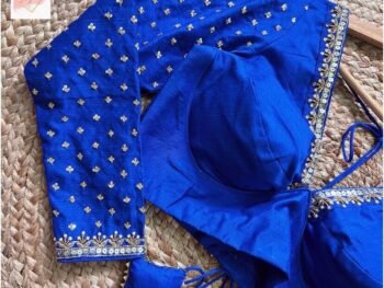 Royal blue hand embroidery blouse/saree maggam blouse/pure silk zardosi blouse/blue hand embroidered blouse/heavy maggam full sleeve blouse