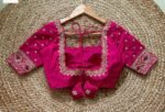 pure silk hand embroidery blouse/saree maggam blouse/hot pink zardosi blouse/hand embroidered blouse /magenta pink ready made blouse zardosi