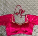 pure silk hand embroidery blouse/saree maggam blouse/hot pink zardosi blouse/hand embroidered blouse /magenta pink ready made blouse zardosi
