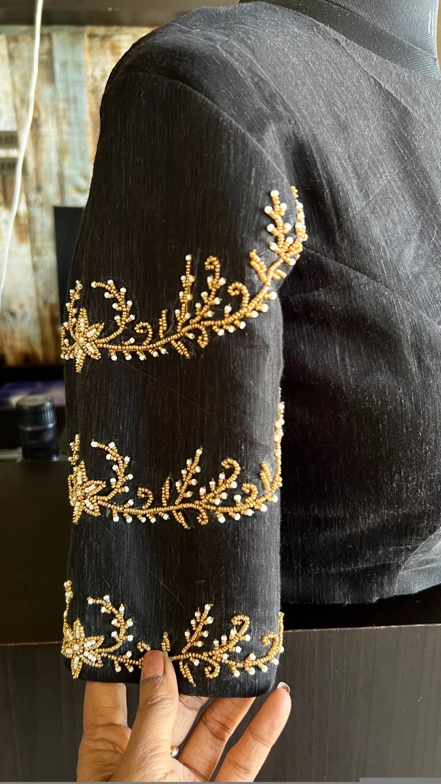 pure silk hand embroidery blouse/ saree maggam blouse/black zardosi blouse /hand embroidered moderblouse/black ready made blouse zardosi usa